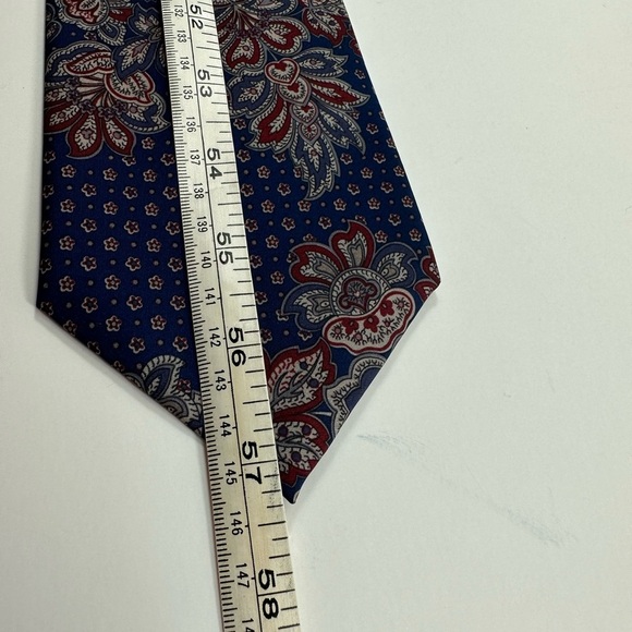 Italian Style Blue Red Floral Silk Tie 57” - Picture 4 of 5